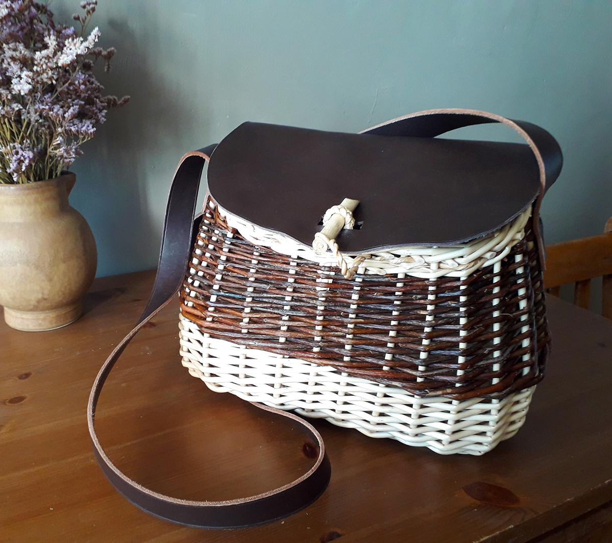 Besace osier et cuir