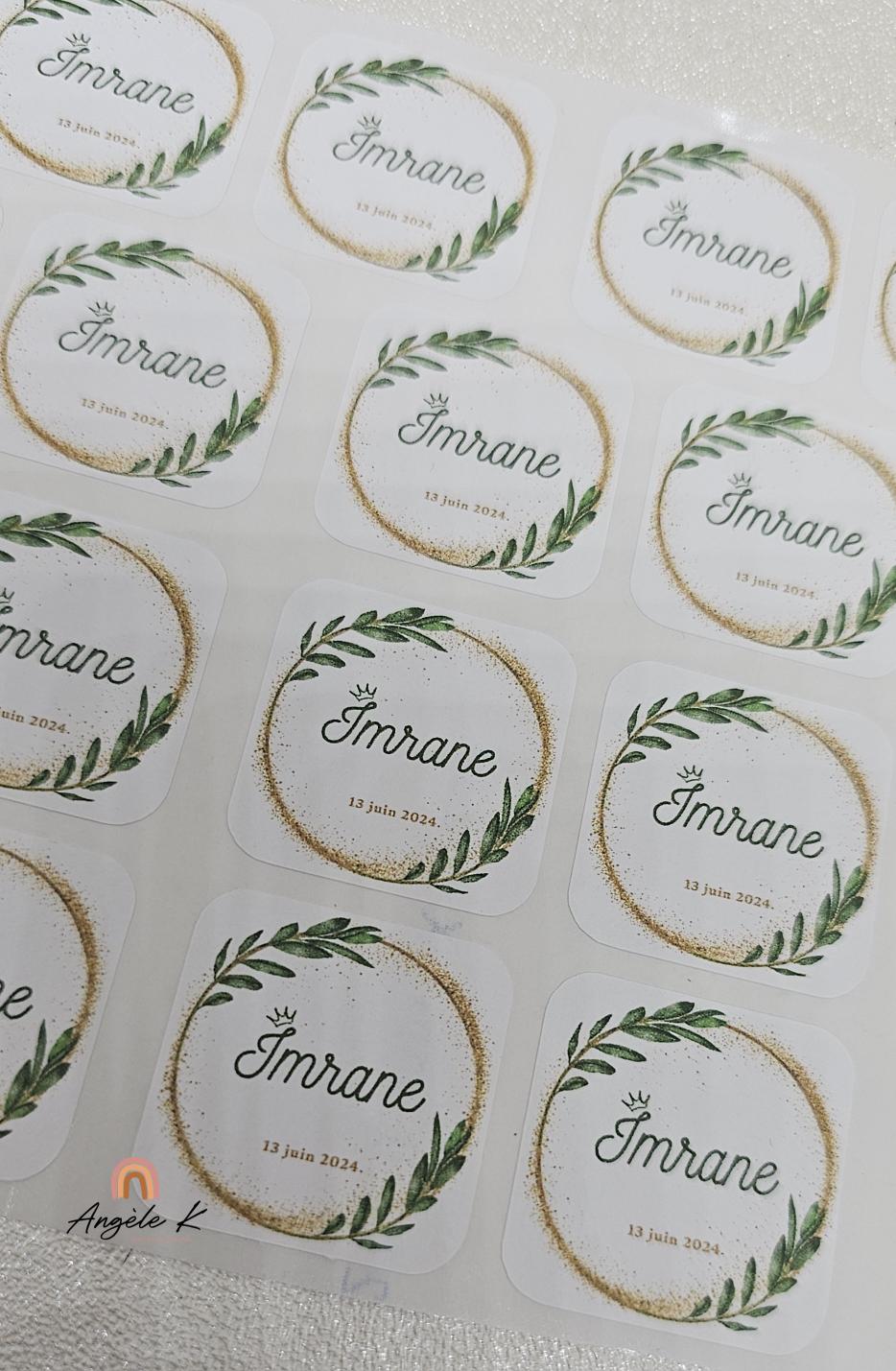 Lot d'étiquettes autocollantes personnalisées thème rond doré